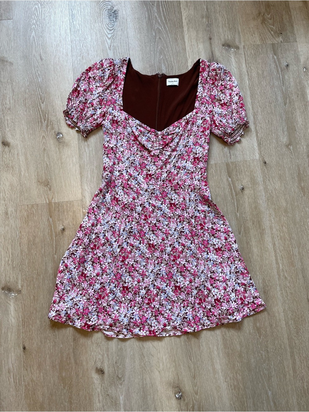 Aritzia ~Sunday Best ~ Floral Pink Puff Sleeve Mini Dress